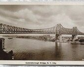 Vintage Queensboro Bridge NY City Real Photo Postcard c1940s