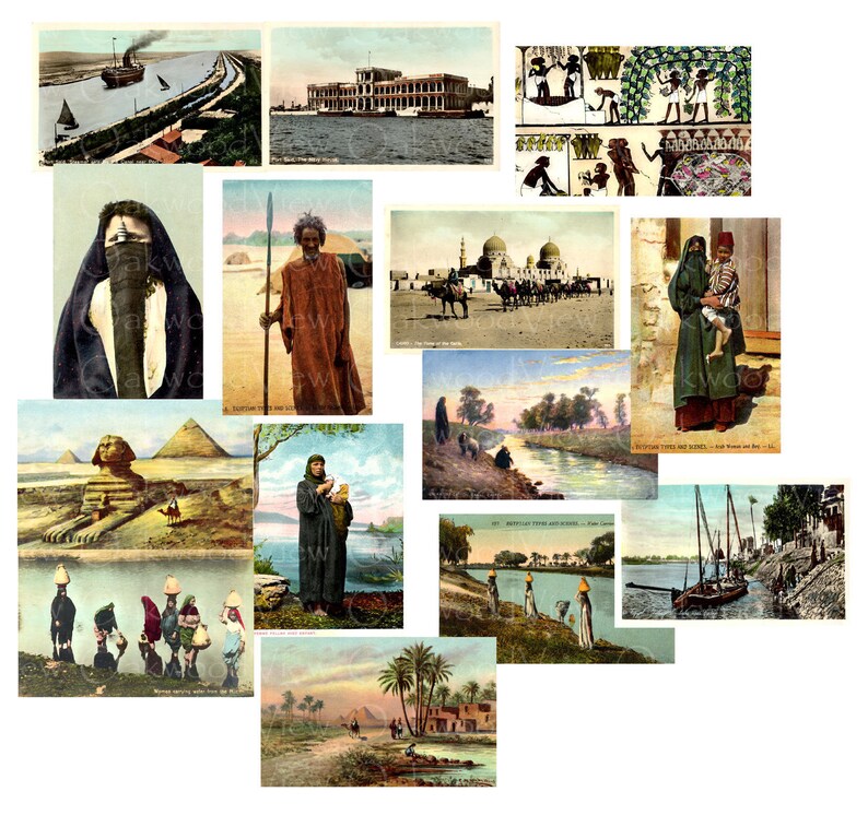 56 Vintage Egyptian Printable Postcards Digital Collection Etsy