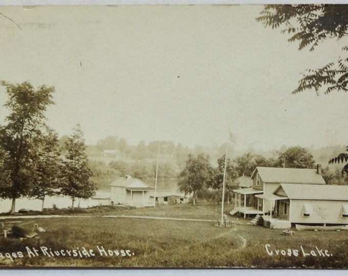 Cross Lake New York Real Photo Sepia Postcard Cottages Etsy