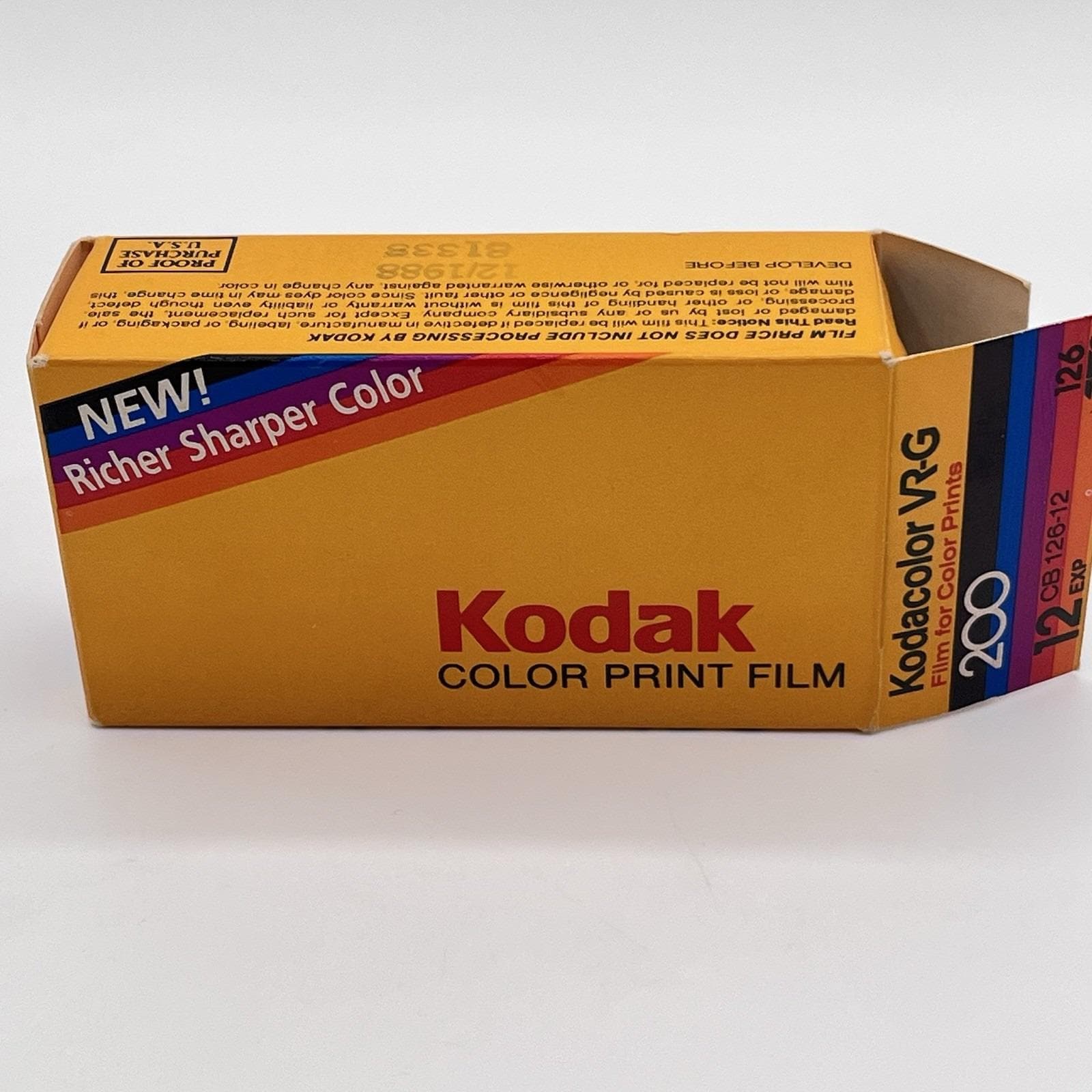 Vintage KODAK Kodacolor VR-G Film 200 Speed 12 Exposure Sealed 126