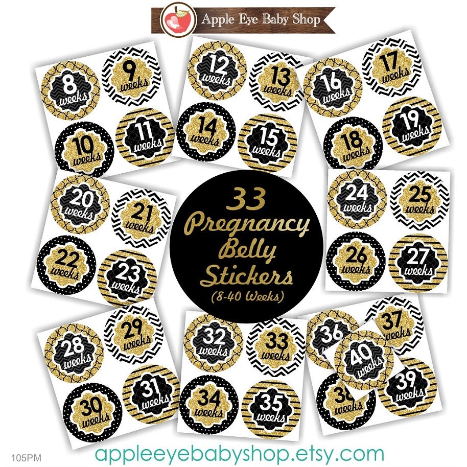 33 Pregnancy Belly Stickers Weekly Sticker Baby Bump Sticker | Etsy