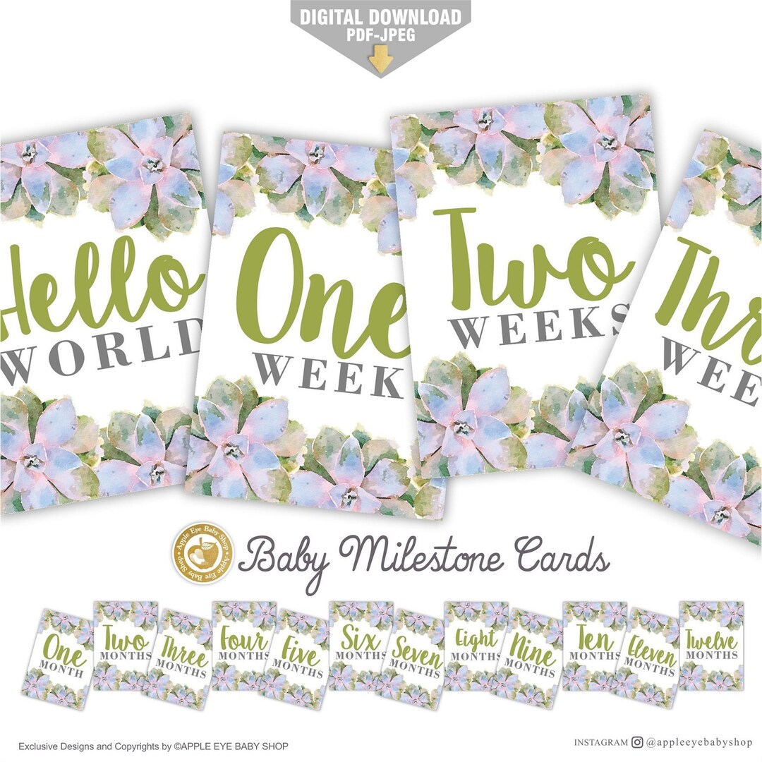 Printable Baby Milestone Cards, Baby Girl First Year, Party Banner ...