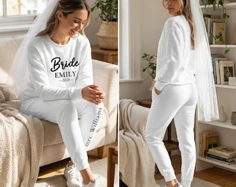 Bruidssweater met naam, gepersonaliseerde sweater voor vrouw, gepersonaliseerde sweater, sweater en joggingbroek op maat