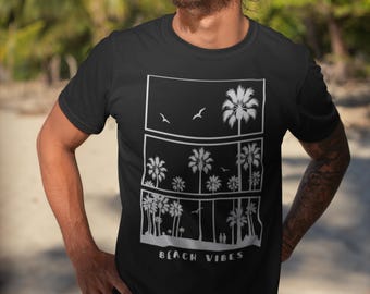 Minimalist Palm Tree Sunset T-Shirt: Beach Vibes Graphic Tee