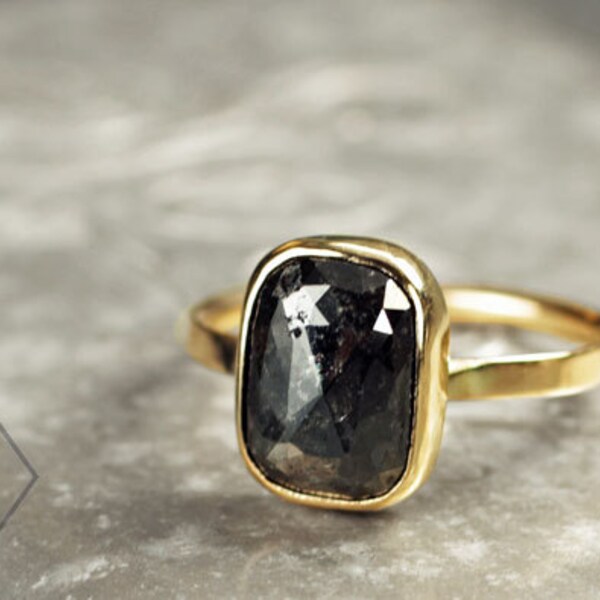RESERVED for Melissa - 4.31 carat Black Diamond Engagement Ring - last installment