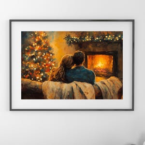 Cozy Christmas Interior with Warm Fireplace Glow - Romantic Holiday Wall Art, Printable Winter Scene, Rustic Festive Decor, Digital Print 22