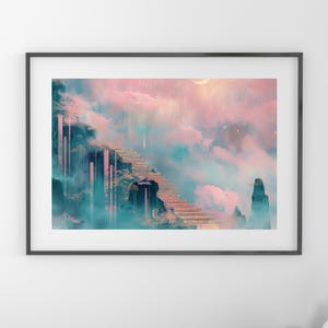 Dreamlike Celestial Staircase Art - Surreal Landscape, Ethereal Sky, Mystical Wall Decor, Printable Fantasy Scene, Digital Art Print 30