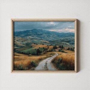 Rustic Rolling Hills Landscape - Printable Countryside Wall Art, Earthy Farmhouse Decor, Peaceful Nature Scene, Vintage Art Print 210