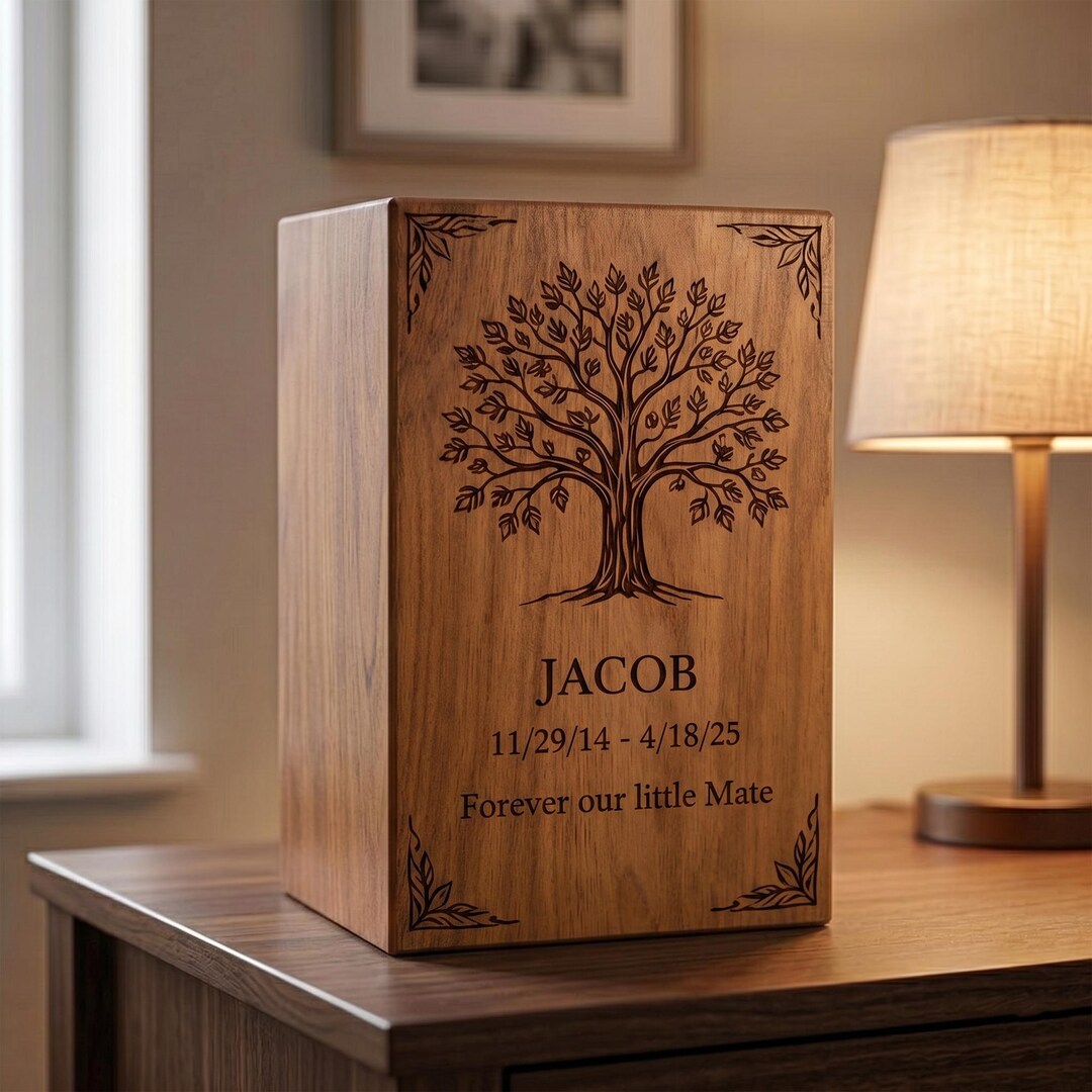 Tree of Life Wooden Cremation Urn for Human or Pet Ashes | Personalized ...