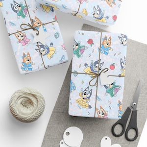 Disney Bluey Dressup Wrapping Paper for Any Occasion, Gift Wrap, Birthday Party Decor, Holiday Gift Wrap, Cute Animal Design