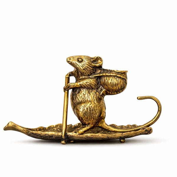 Vintage Brass Mouse Candle Holder