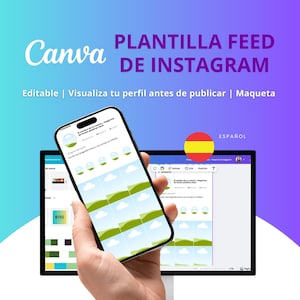 Editable Instagram Feed Canva Template in Spanish | Social Media Profile Builder | Digital Planner