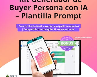 AI-Powered Buyer Persona Builder Kit – Prompt Template | Create Your Ideal Client and Business Avatar in Minutes | Digital Template + Bonus
