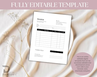Editable Canva Invoice Template – Minimalist Pink Small Business Order Form (US Letter)