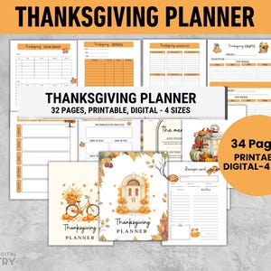 Thanksgiving Planner Printable: Holiday Meal Prep, Menu, Guest List (PDF Download)