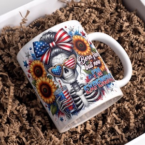 USA 250 Mug Wrap America Skull Mug Wrap Born Free But Now I'm Expensive Mug Wrap Freedom Mug 11oz & 15oz USA Coffee Mug PNG Digital Download
