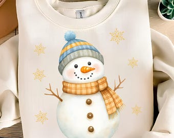 Snowman PNG T-Shirt Design Snowflake PNG Christmas PNG Winter Png Snowman Clipart Christmas Shirt Png Sublimation Designs Digital Download