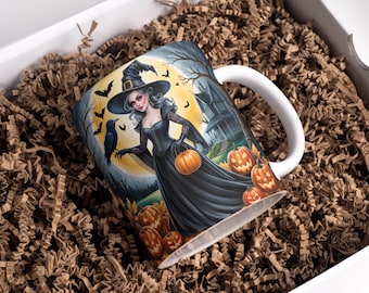 Halloween Witch Mug Wrap 11 oz & 15 oz Coffee Mug PNG Witch Mug Wrap Halloween Spooky Ghost Mug Wrap Sublimation Designs Digital Download