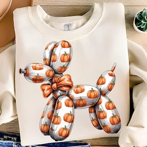 Herbst Ballon Hund PNG T-Shirt-Design Trending PNG Hundeliebhaber PNG Herbst Png Herbst Png Kürbis Png Trendige Sublimationsdesigns Digitaler Download