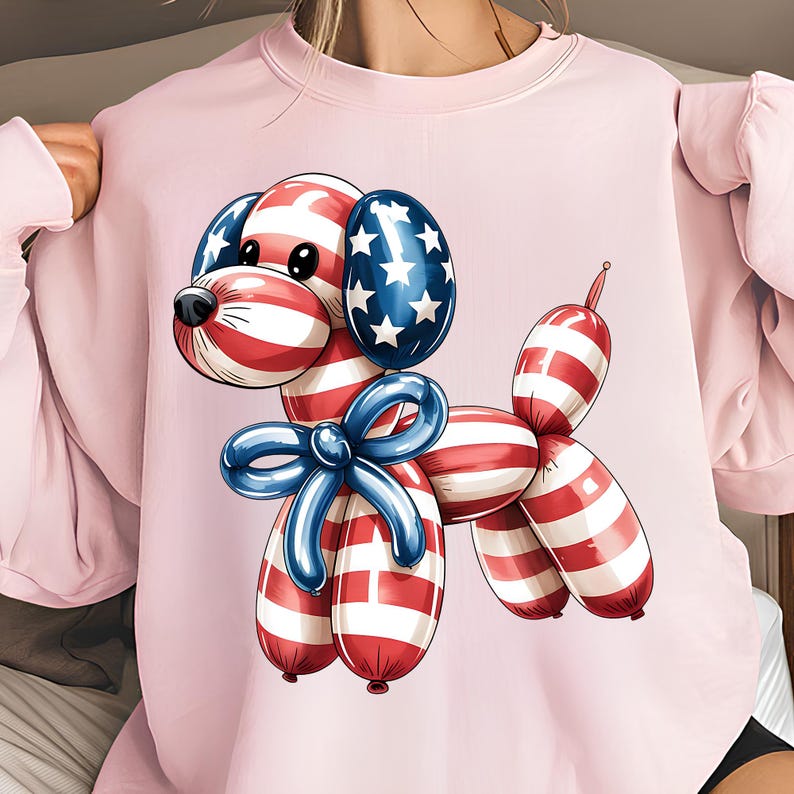 America Balloon Dog PNG T-Shirt Designs Patriotic Dog Png Americana PNG July 4th Png USA Png Balloon Animal Shirt Digital Download