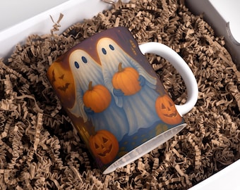 Halloween Mug Wrap PNG 11oz & 15oz Coffee Mug PNG Ghost Mug Wrap Fall Mug PNG Autumn Mug Wrap Spooky Mug Sublimation Design Digital Download