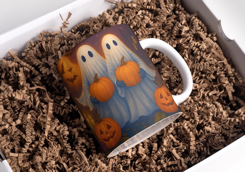 Halloween Mug Wrap PNG 11oz & 15oz Coffee Mug PNG Ghost Mug Wrap Fall Mug Png Autumn Mug Wrap Spooky Mug Sublimation Design Digital Download