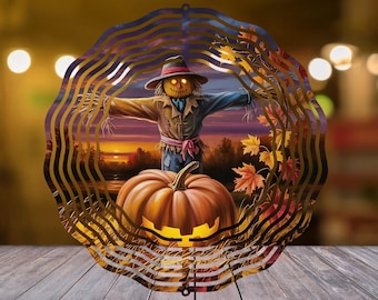 Scarecrow Wind Spinner PNG 10 Inch & 8 Inch Pumpkin Wind Spinners Fall Wind Spinner Autumn Wind Spinner Sublimation Design Digital Download