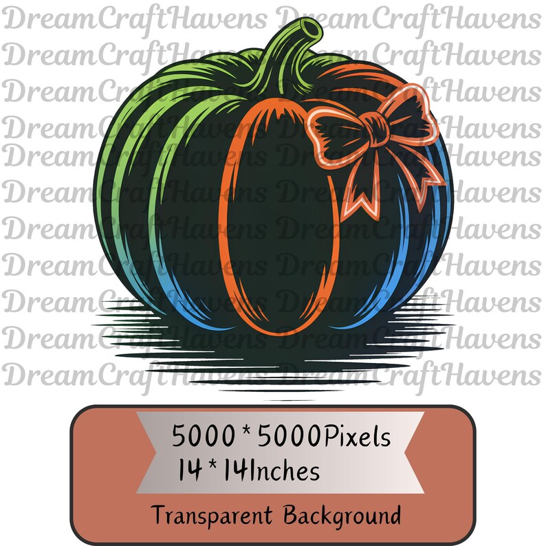 Neon Pumpkin Bow PNG T-Shirt Design Trendy Fall PNG Fall Design PNG Preppy Fall Png Pumpkin Png Sublimation Design Digital Download