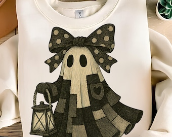 Retro Halloween-spook PNG T-shirt ontwerp patchwork spookachtig spook png schattig spook PNG trendy Halloween png Halloween shirt png digitale download