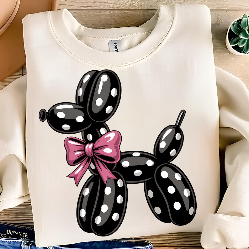 Polka Dot Balloon Dog PNG T-Shirt Design Polka Dot PNG Dog PNG Dog Lover PNG Coquette Bow Png Dog Mama Png Sublimation Digital Download