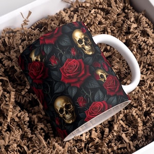 Halloween Mug Wrap Skull Mug Wrap Spooky Mug Wrap 11oz & 15oz Halloween Coffee Mug PNG Digital Download