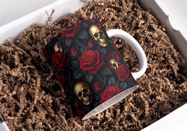 Halloween Mug Wrap Skull Mug Wrap Spooky Mug Wrap 11oz & 15oz Halloween Coffee Mug PNG Digital Download