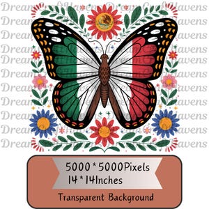 Mexico Butterfly PNG T-Shirt Design Mexico Flag PNG Mexican PNG Mexican Flag Png Mexican Shirt Png Sublimation Designs Digital Download