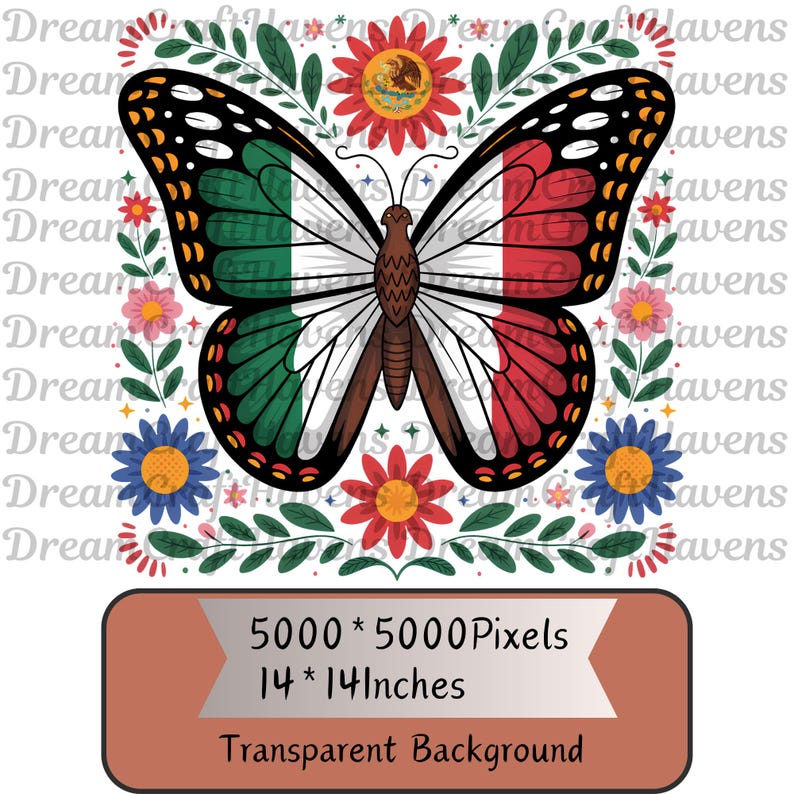 Mexico Butterfly PNG T-Shirt Design Mexico Flag PNG Mexican PNG Mexican Flag Png Mexican Shirt Png Sublimation Designs Digital Download