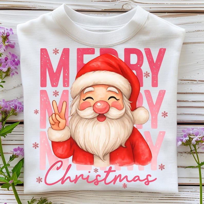 Preppy Christmas PNG T-Shirt Design Santa PNG Merry Christmas PNG Christmas Png Designs Christmas Shirt Sublimation Designs Digital Download