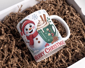 Kerstmokomslag 11oz en 15oz kerstkoffiemok PNG Merry Christmas-mokontwerp kerstmok PNG-sublimatieontwerpen digitale download