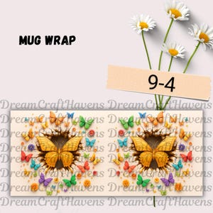Butterfly Mug Wrap, 11oz & 15oz Butterfly Coffee Mug PNG, Butterfly Cup Wrap, Butterfly Wrap PNG, Floral Spring Mug Wrap, Digital Download