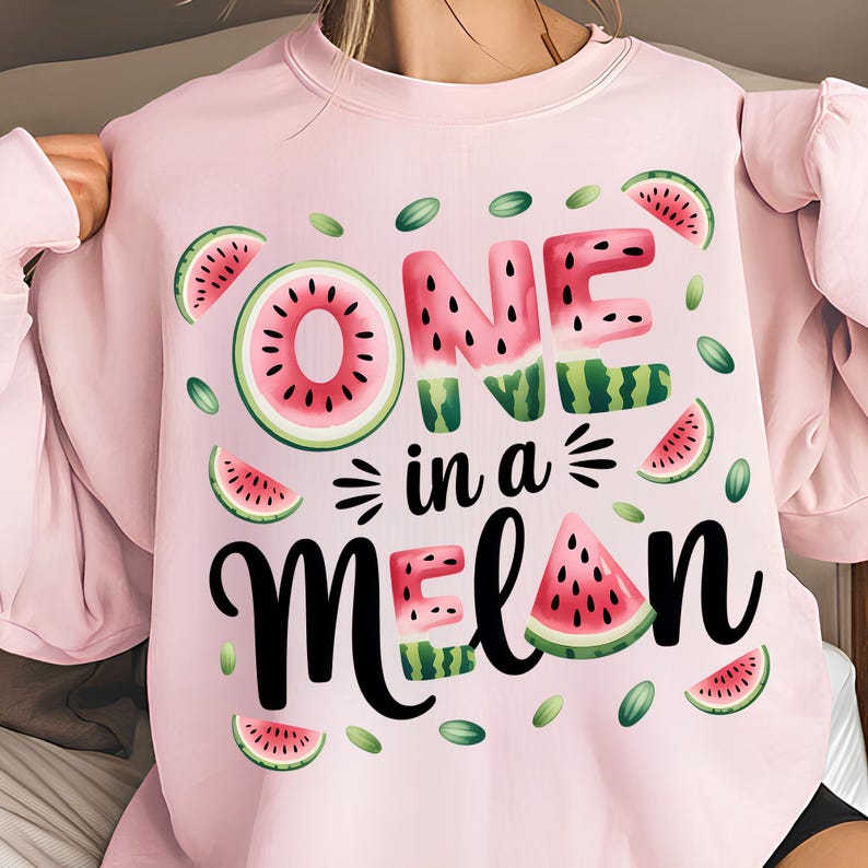One In A Melon PNG, T-Shirt Designs, Watermelon PNG, Watermelon Clipart, Cute Summer PNG, Funny Summer Png, Summer Clipart, Digital Download