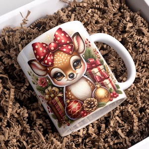 3D Weihnachtsbecher Wrap 11 oz und 15 oz Kaffeebecher PNG 3D Becher Wrap Rentier Becher Wrap Weihnachtsbecher PNG Sublimationsprojekte Digitaler Download