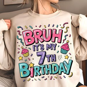 Bruh Its My 7th Birthday PNG T-Shirt Design Happy Birthday PNG 7th Birthday PNG Shirt Birthday Boy Png Birthday Girl Png Digital Download