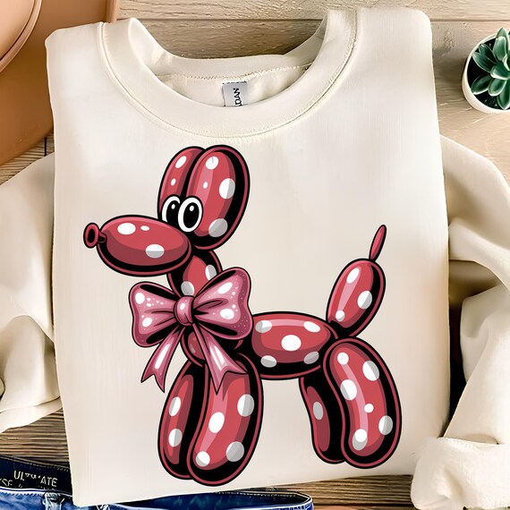 Polka Dot Balloon Dog PNG T-Shirt Design Polka Dot PNG Dog Mama Png Dog PNG Dog Lover Png Coquette Bow Sublimation Designs Digital Download