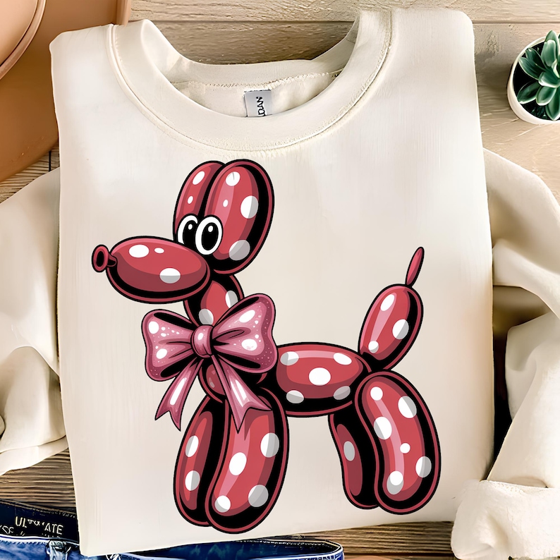 Polka Dot Balloon Dog PNG T-Shirt Design Polka Dot PNG Dog Mama Png Dog PNG Dog Lover Png Coquette Bow Sublimation Designs Digital Download