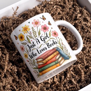 Just A Girl Who Loves Books Mug Wrap 11oz & 15oz Coffee Mug PNG Book Lover Mug Wrap Bookish Mug Wrap Reading Mug Wrap Digital Download