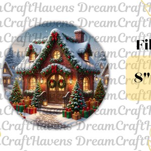 Christmas Wind Spinner PNG Sublimation Spinner Design 10 Inch & 8 Inch Christmas Spinner PNG Christmas House Wind Spinner Digital Download