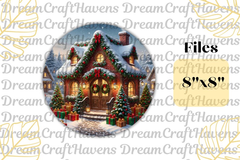 Christmas Wind Spinner PNG Sublimation Spinner Design 10 Inch & 8 Inch Christmas Spinner PNG Christmas House Wind Spinner Digital Download