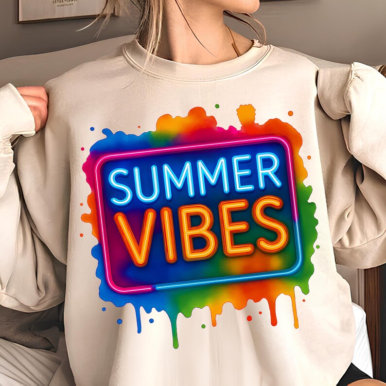 Summer Vibes PNG T-Shirt Design Neon Summer PNG Summer Png Design Summer Clipart Summer Shirt Trending Sublimation Designs Digital Download