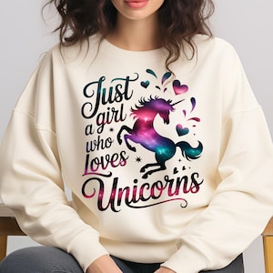 Just A Girl Who Loves Unicorns PNG T-Shirt Design Unicorn PNG Kids PNG Unicorn Girl Png Hearts Png Sublimation Designs Digital Download