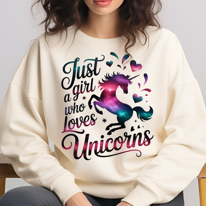 Just A Girl Who Loves Unicorns PNG T-Shirt Design Unicorn PNG Kids PNG Unicorn Girl Png Hearts Png Sublimation Designs Digital Download