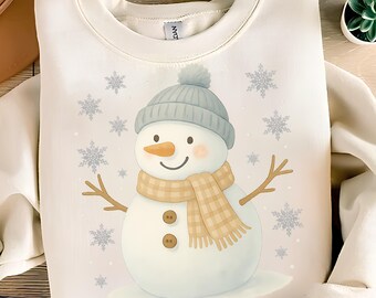 Muñeco de nieve PNG, Diseño de camiseta, Navidad moderna PNG, Invierno PNG, Copo de nieve PNG, Muñeco de nieve navideño PNG, Diseños de sublimación, Descarga digital