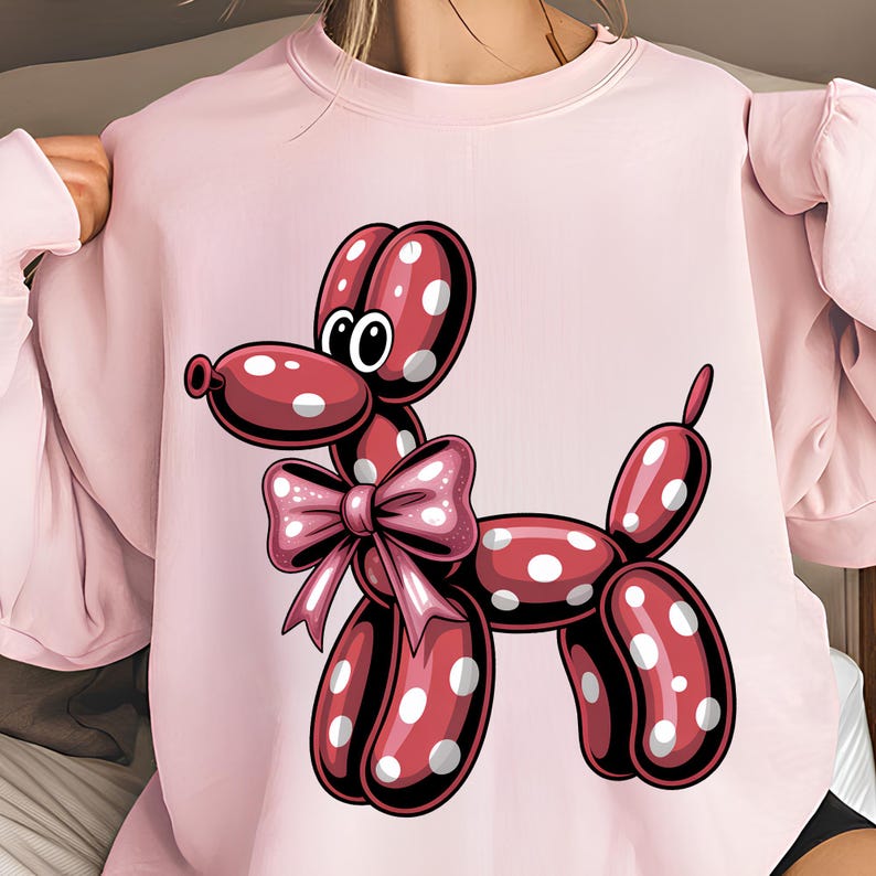 Polka Dot Balloon Dog PNG T-Shirt Design Polka Dot PNG Dog Mama Png Dog PNG Dog Lover Png Coquette Bow Sublimation Designs Digital Download